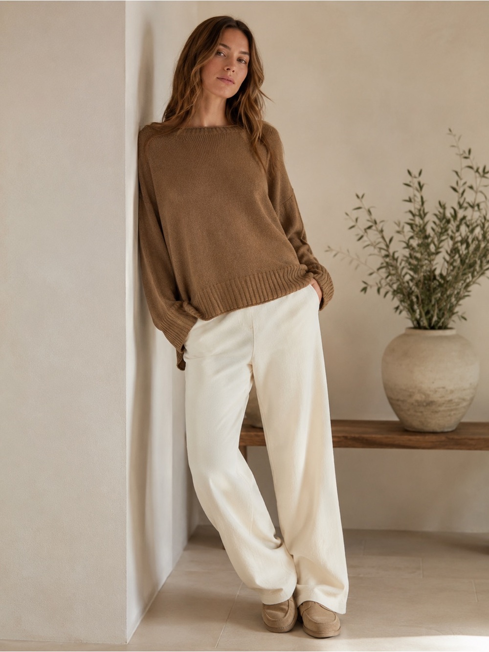 Jenni Kayne Everyday Brown Crewneck Sweater